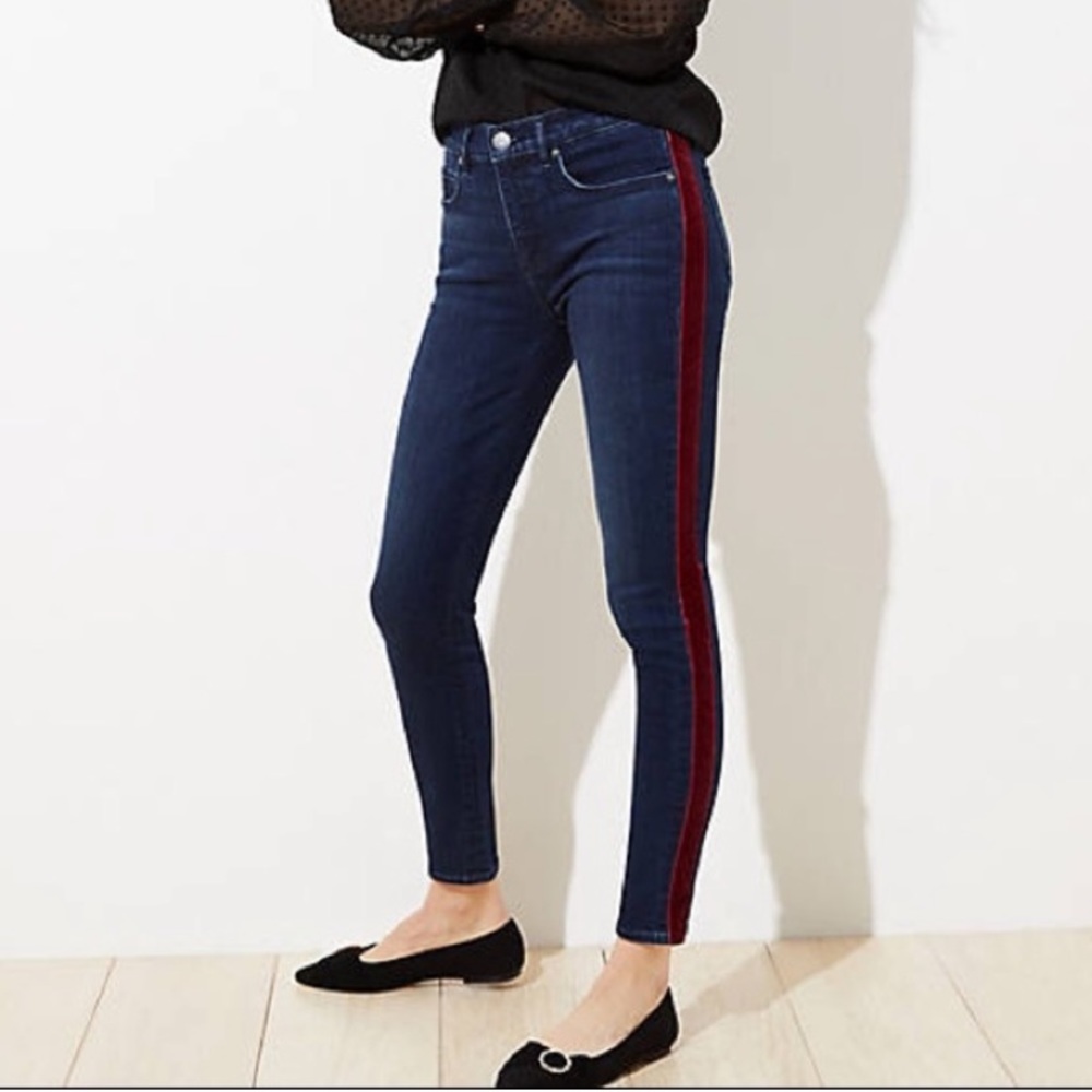 LOFT Denim Tuxedo Stripe Skinny Jeans 25 0